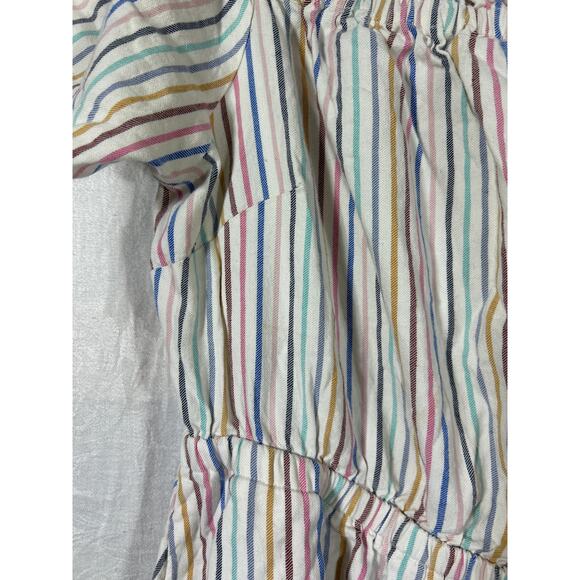 Lane Bryant Dress 14 16 Linen Blend Striped Flutter Sleeve Knee Length - Picture 3 of 10